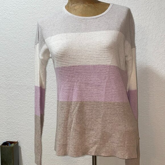 NWT $254 Multi Color Block Pullover Sweater KINROSS CASHMERE Sz 2 S Small - Picture 1 of 4